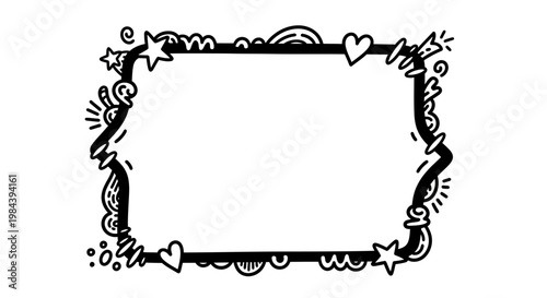 Black and white doodle frame border.