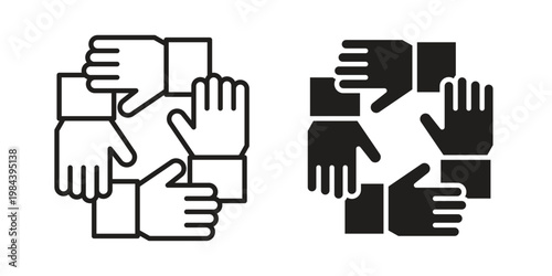 Collaboration icon outline and solid set. Graphic icons