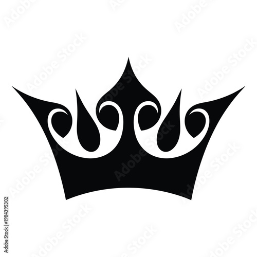 A regal crown design with ornate details and a striking black silhouette