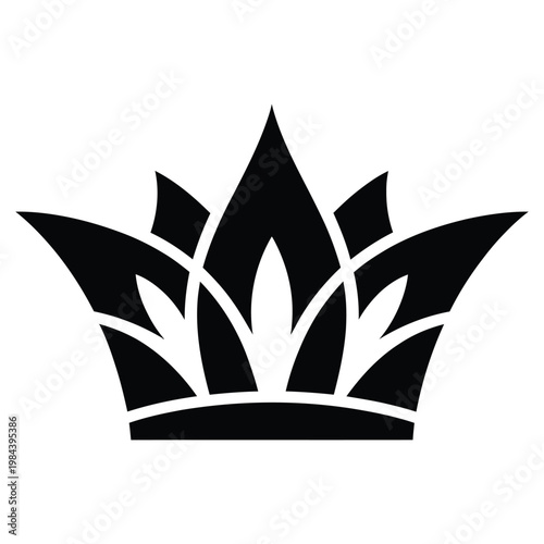 A striking black crown graphic detailed with sharp points and a regal design silhouette