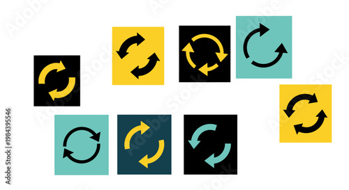 Recycling Arrows Icons on White Background
