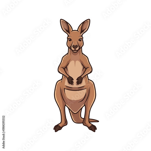 Cartoon kangaroo standing on hind legs.