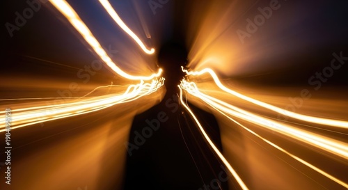 Silhouette Amidst Light Trails - A Dynamic Visual.