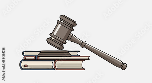 Gavel rests on stack of law books