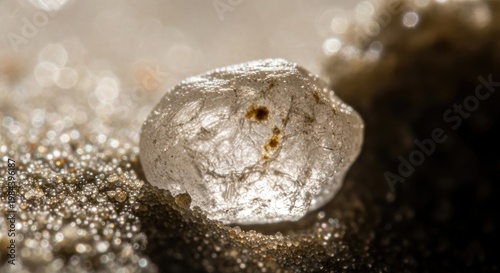 Sparkling Rough Diamond Gemstone on Surface.