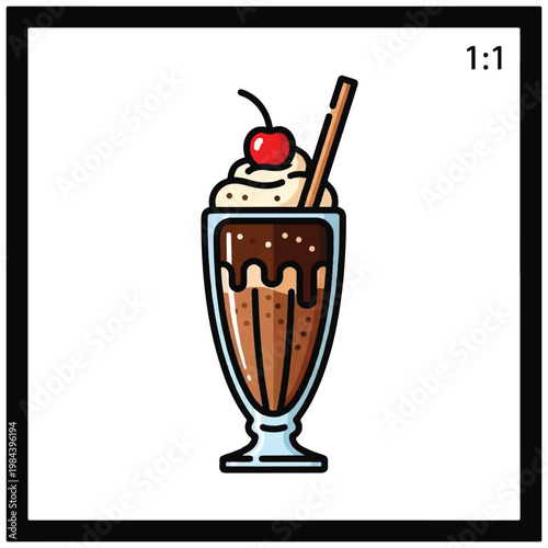 Chocolate milkshake with whipped cream.