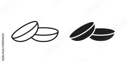 contact lenses icon outline and solid set. Graphic icons