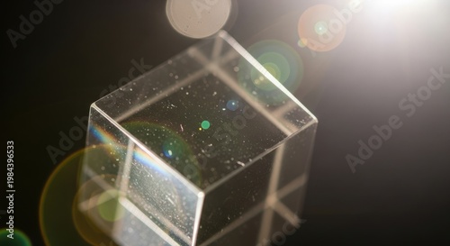 Transparent Cube Prism - Light Refraction and Optical Effects.