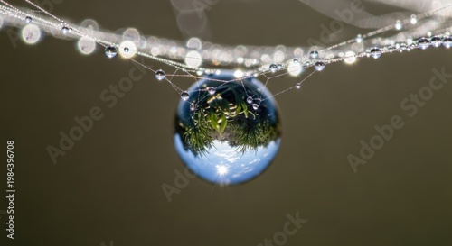 Water Droplet Reflecting Natures Beauty.