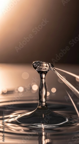 Water droplet splash with a metallic object.