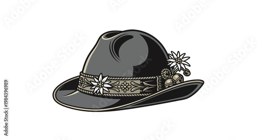 Black Hat with Decorative Band.
