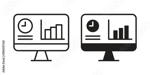 Dashboard icon outline and solid set. Graphic icons