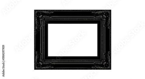 Black Ornate Picture Frame Only.