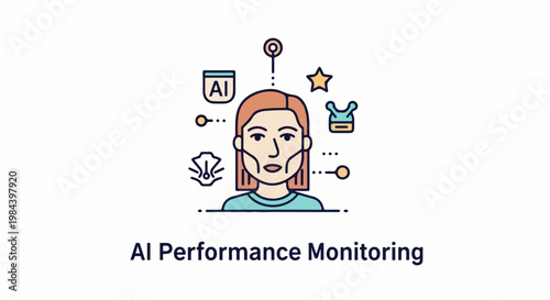 Stylized human head with surrounding icons indicating AI analysis