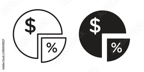 Dividend icon outline and solid set. Graphic icons
