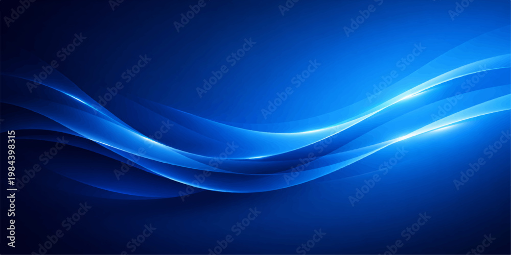 Fototapeta premium Abstract Dark Blue Futuristic Background with Smooth Flowing Curves, Glowing Light Waves, and Gradient Motion Lines, Perfect for Modern High Tech Digital Design and Cyber Style Visual Concepts.
