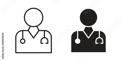 Doctor icon outline and solid set. Graphic icons