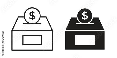Donations icon outline and solid set. Graphic icons
