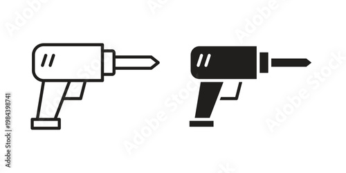 Drill icon outline and solid set. Graphic icons