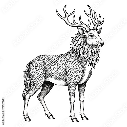 Detailed illustration of a deer.