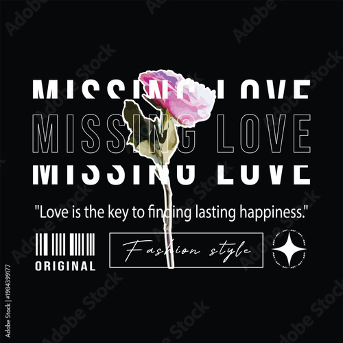 Urban Apparel Design featuring Flower Graphic, Barcode and Inspirational Love Quote