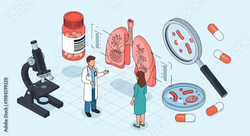 Medical scientists and healthcare professionals analyzing human cell samples and laboratory test results in a modern