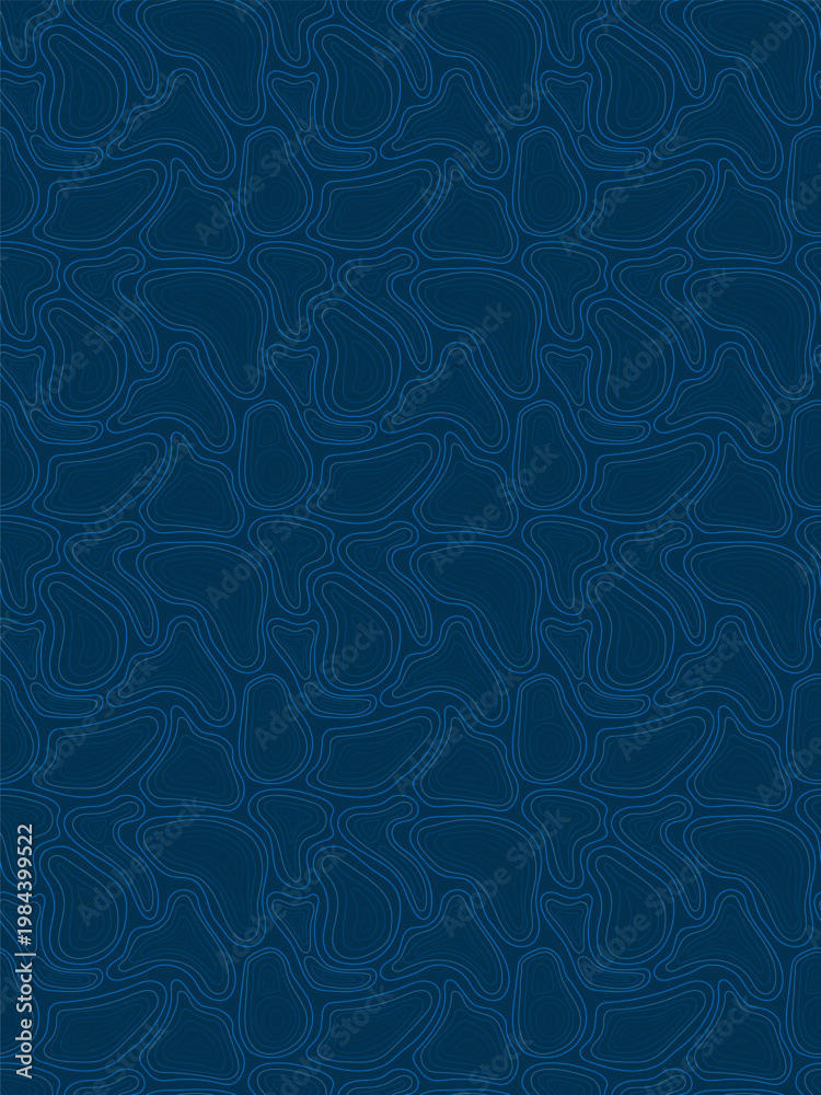 Fototapeta premium Seamless blue wavy line topography organic pattern background