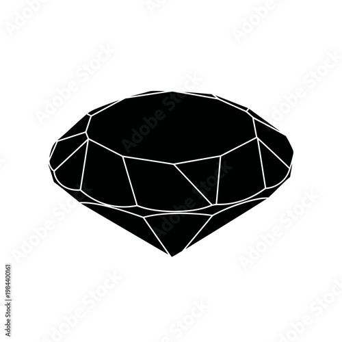 Black Diamond Silhouette Gemstone Vector Illustration