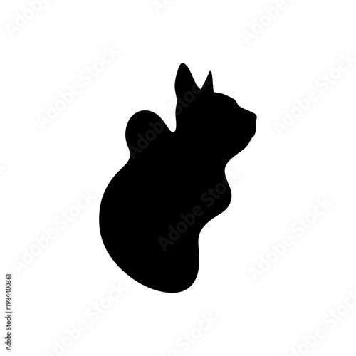 Black Cat Silhouette Vector Illustration Isolated on White
