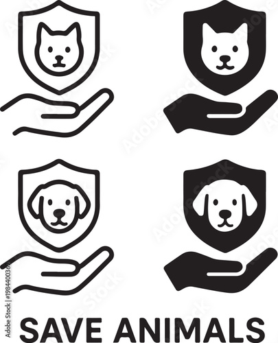 Isolated Save Animals Social Media Banner, Save Animals Social Media Banner icon, animal rescue campaign, wildlife awareness, pet protection concept, social media promotion