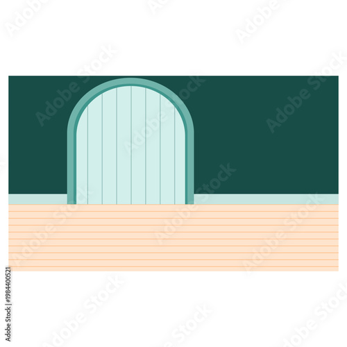 Archway with wooden floor background
