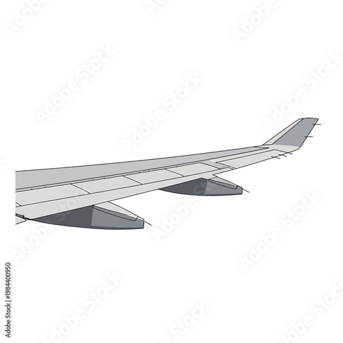 Airplane Wing Illustration Isolated on White Background