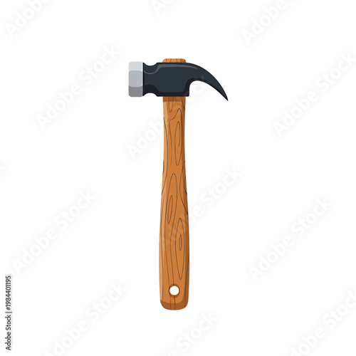 Claw Hammer with Wooden Handle Illustration Isolated on White