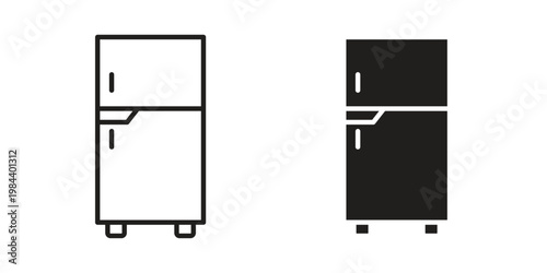Fridge icon outline and solid set. Graphic icons
