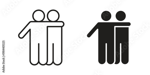 Friends icon outline and solid set. Graphic icons