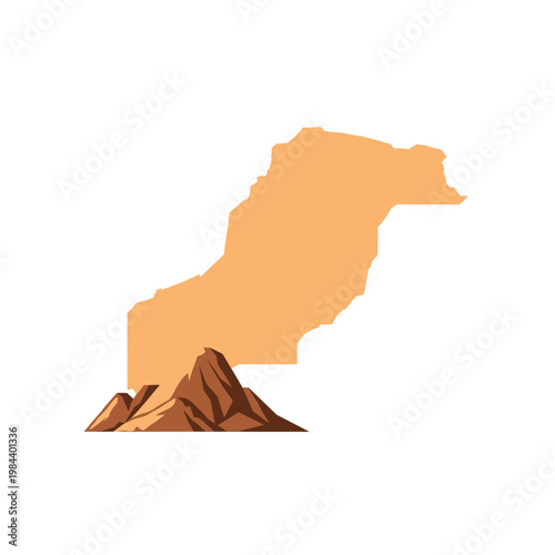 Stylized Map of Pakistan with Mountain Peak Vector Illustration