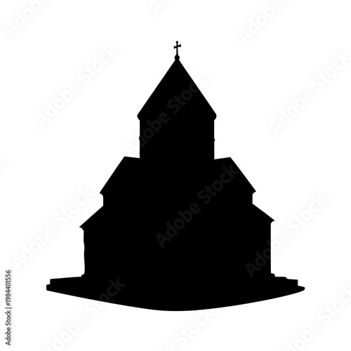 Black silhouette of an Armenian Orthodox church vector illustration