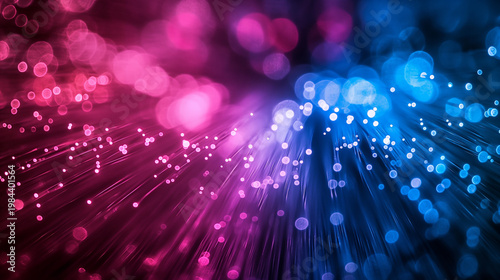 Data Flow: A visually stunning composition of illuminated fiber optics, rendered in a captivating dance of color and light, highlighting the intricate network of modern technology.