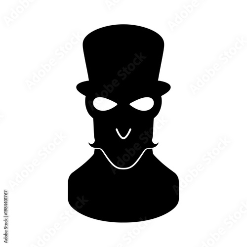 Mysterious Gentleman Silhouette with Top Hat Illustration