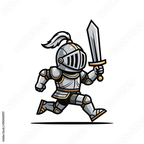 Knight in Armor Holding Sword.