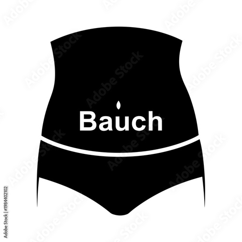 Vector illustration of a human abdomen silhouette with Bauch text