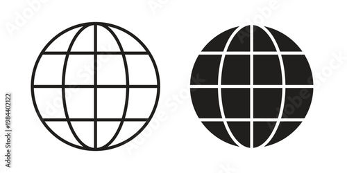 Globe icon outline and solid set. Graphic icons