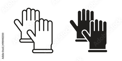 Glove icon outline and solid set. Graphic icons