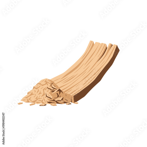 Wood Shavings and Timber Illustration for Carpentry and Industry