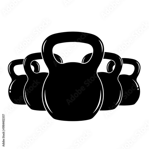 Black Kettlebell Silhouette Illustration for Fitness and Gym Logo