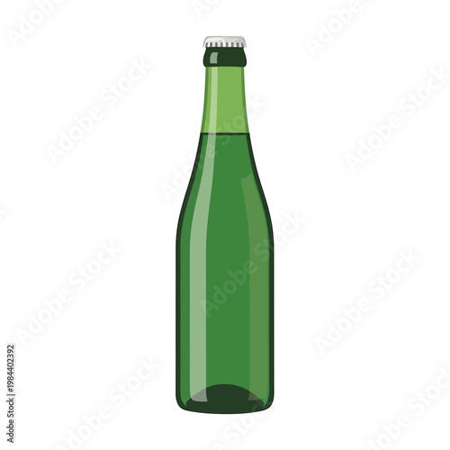 Green glass beer bottle illustration isolated on white background