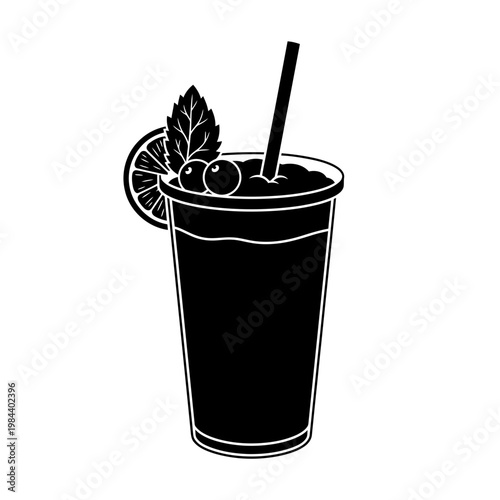 Cocktail Glass Icon Vector Illustration with Garnish