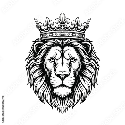 Lion wearing a crown on head 1.