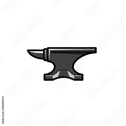 Industrial Black Metal Anvil Vector Illustration on White
