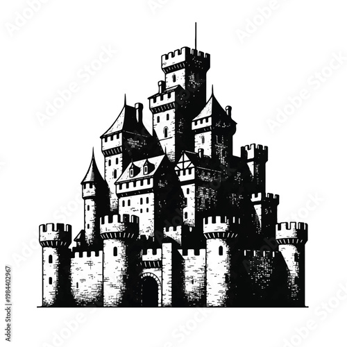 Medieval Castle Architecture Stone Building.